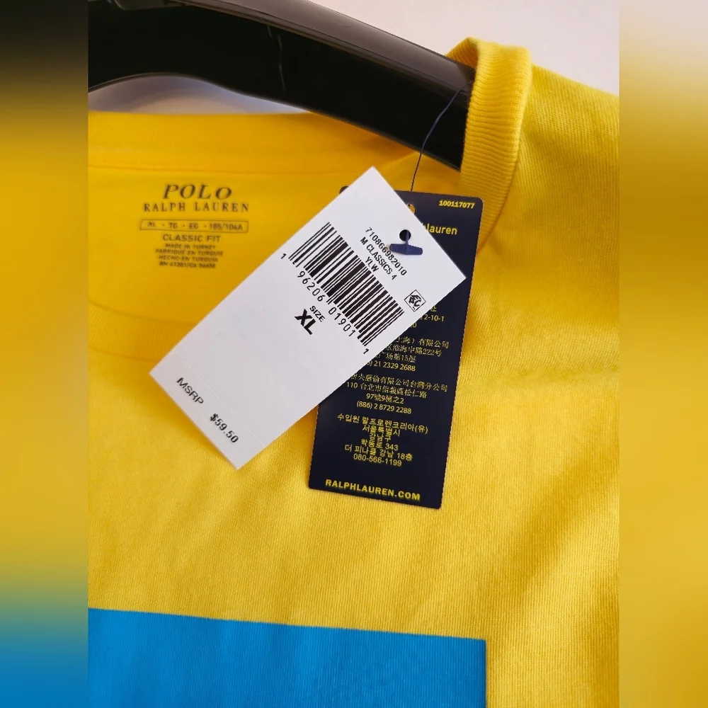 NWT Polo Ralph Lauren Men's Graphic  Classic Fit  Tshirt Yellow Size XL - Picture 12 of 13